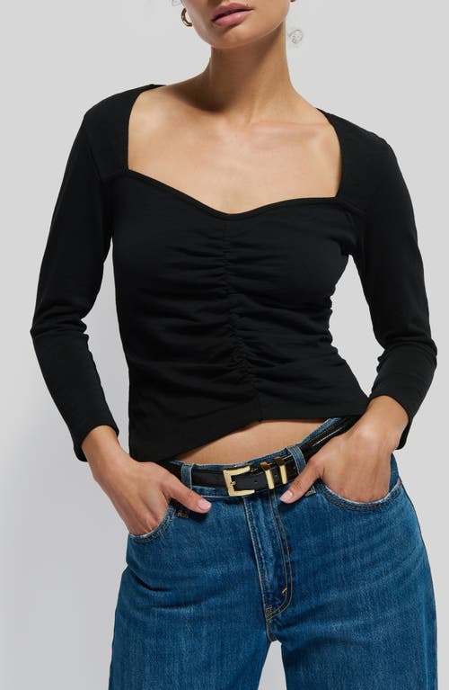 Shop Nation Ltd Mikaela Ruched Cotton Top In Jet Black