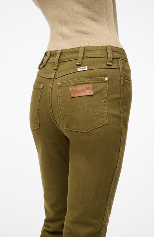 Shop Staud + Wrangler The Must Flare Leg Jeans In Sergeant Green