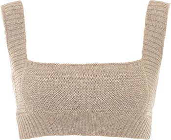 House Of Cb Adhara Rib-knitted Wool Bralette in White