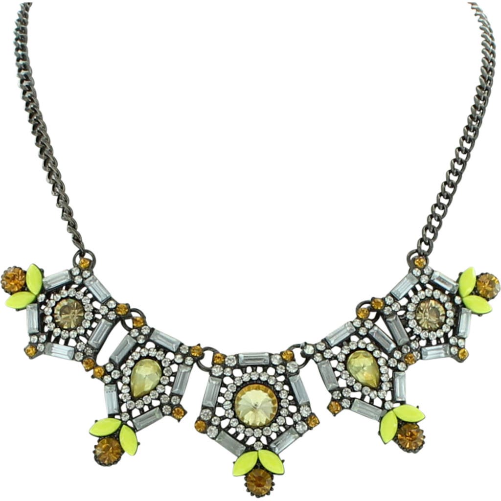 Shop Olivia Welles Zanina Bib Necklace In Gunmetal/multi