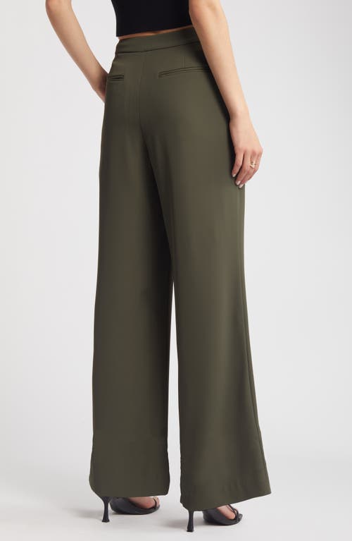 Shop Open Edit Pleated Wide Leg Pants In Green City