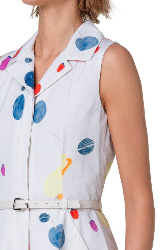 Shop Akris Fruit Print Belted Cotton Shirtdress In Greige-multicolor