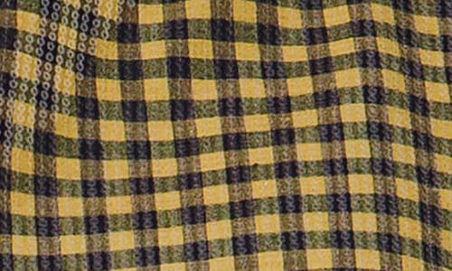 Shop English Factory Sequin Gingham Top In Yellow/navy