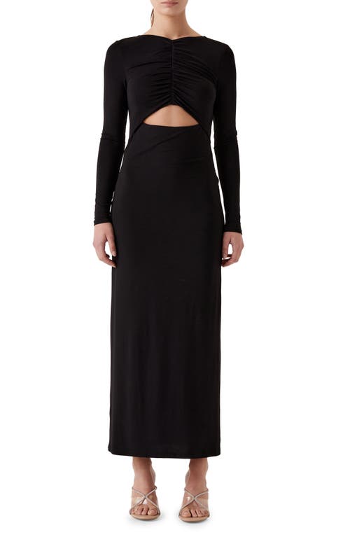 Stella Center Cutout Long Sleeve Knit Dress in Black