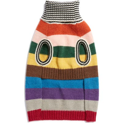 Lovethybeast Dark Rainbow Wool Dog Sweater, Pink
