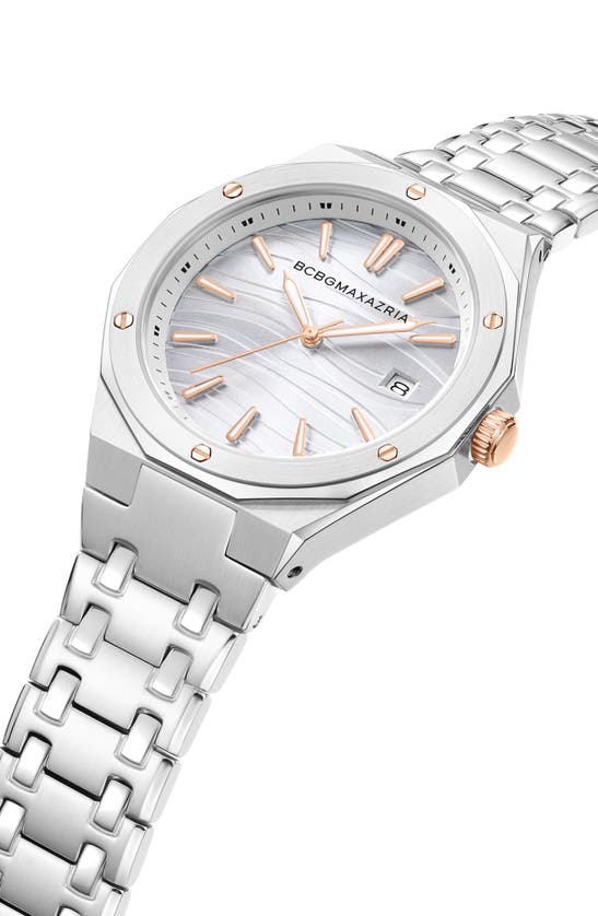 Shop Bcbg Max Azria 3-hand Quartz Bracelet Watch, 36mm In Silver