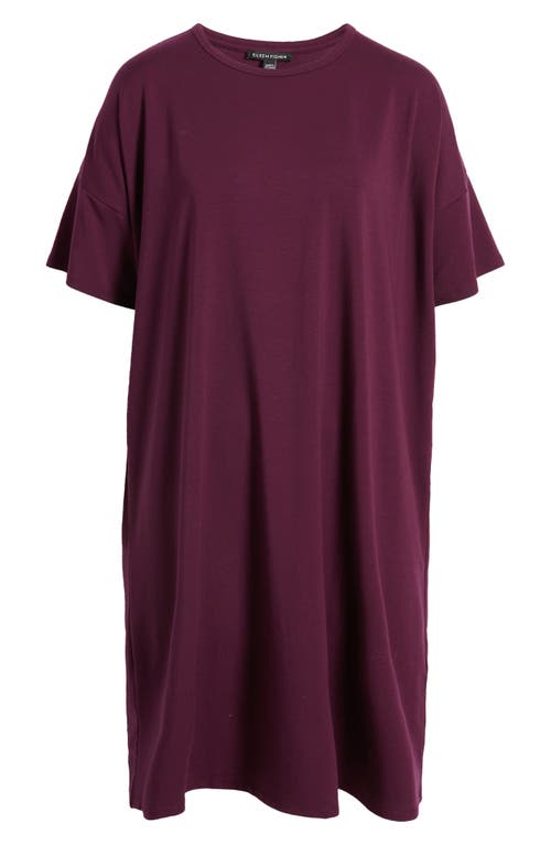 Shop Eileen Fisher Boxy Crewneck T-shirt Dress In Blackberry