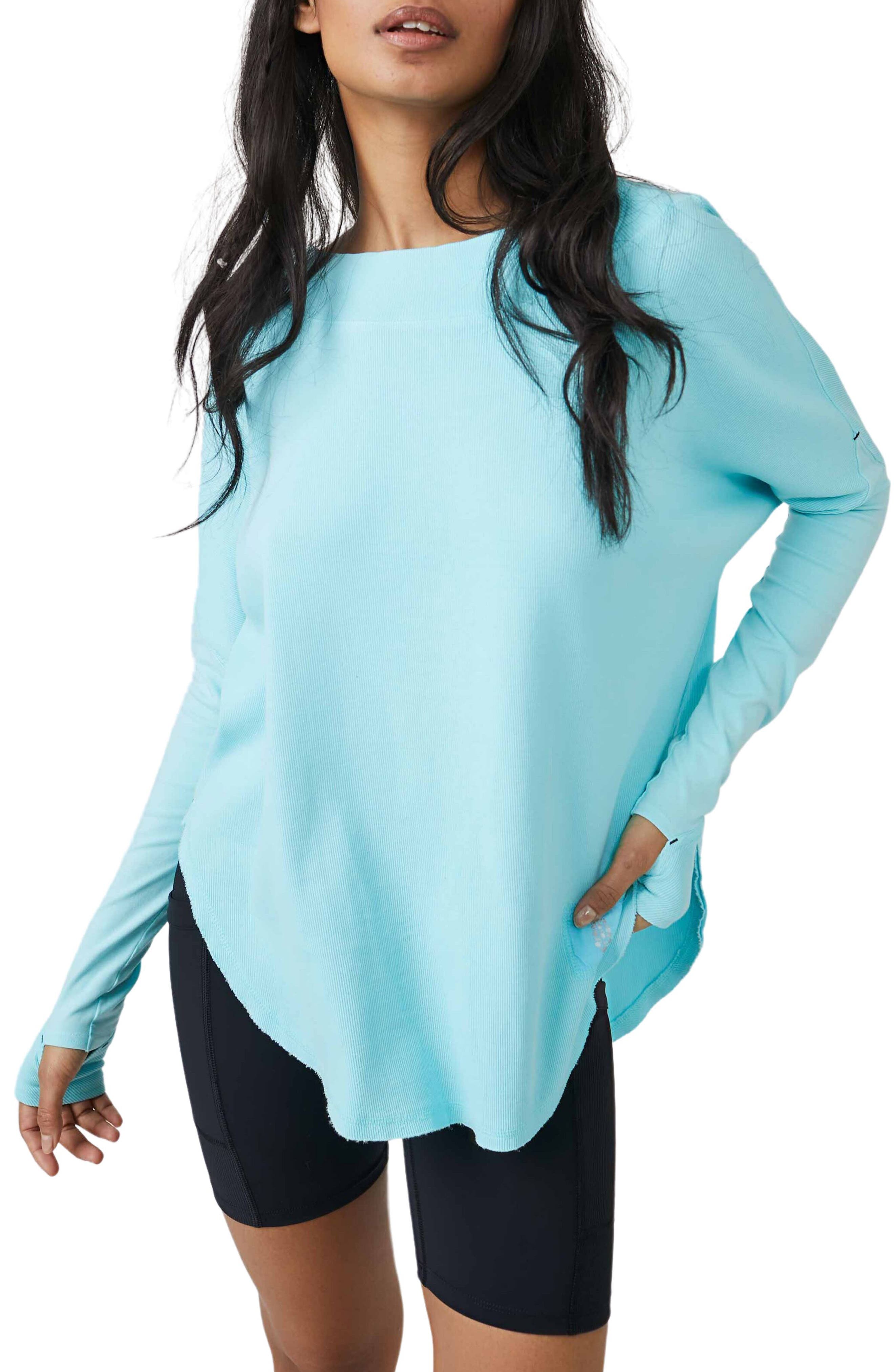 Fp Movement Free People One Up Long Sleeve Top In Blue Egret At
