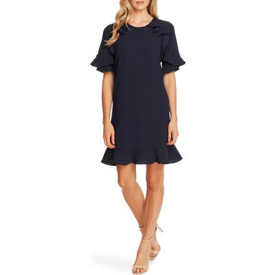 Cece Ruffled Crepe Shift Dress, Blue