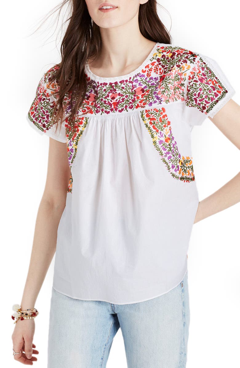 Madewell Springtime Embroidered Cotton Top | Nordstrom