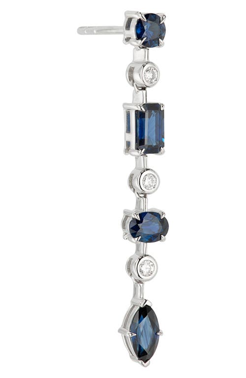 Valani Atelier Floating Sapphire & Diamond Linear Earrings In White Gold
