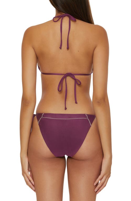 Shop Becca Color Sheen Side Tie Bikini Bottoms In Aubergine