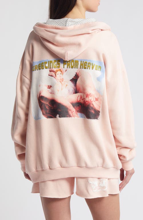 Shop Boys Lie Greetings Harley Zip-up Graphic Hoodie In Pink