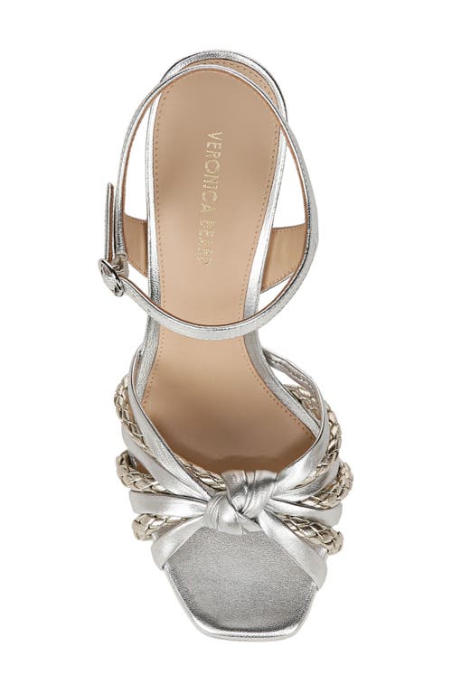 Veronica Beard Fletcher Metallic Ankle-strap Sandals In Silver/platinum