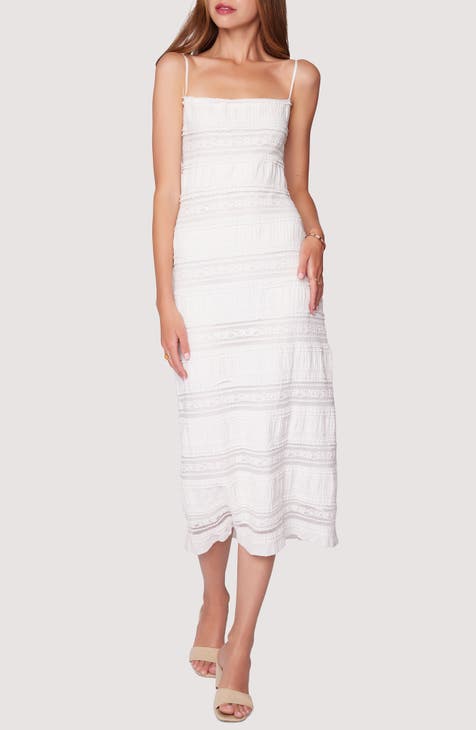 The White Contrast Lace Trim Backless Midi Dress & Reviews - White -  Dresses