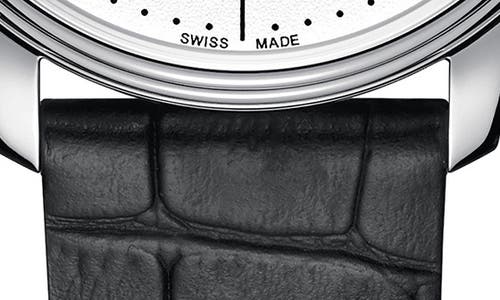 Mido Baroncelli Heritage Automatic Leather Strap Watch, 39mm In Black/white/silver