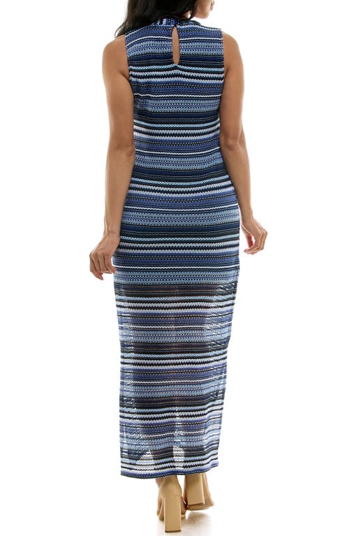 Nina Leonard Sleeveless Knit Maxi Dress In Navy Multi