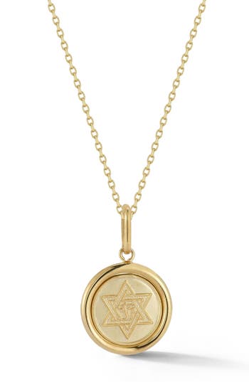 Ember Fine Jewelry 14k Yellow Gold Star Of David Medallion Pendant Necklace In Gold