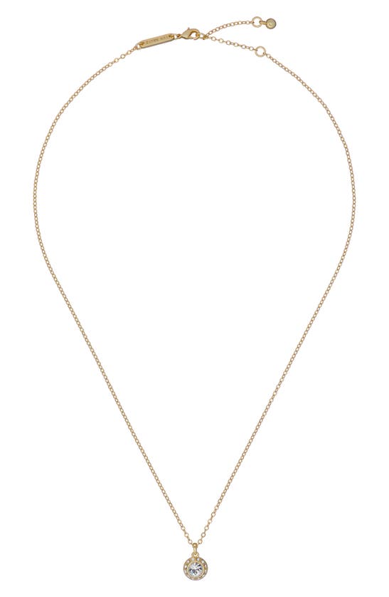 Ted Baker Soltell Solitaire Crystal Halo Pendant Necklace In Gold Tone Clear Crystal