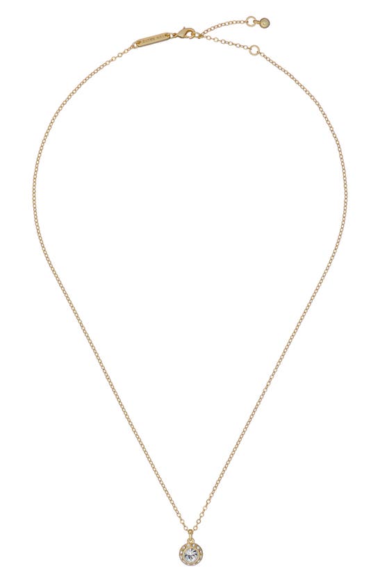 Shop Ted Baker Soltell Solitaire Crystal Halo Pendant Necklace In Gold Tone Clear Crystal