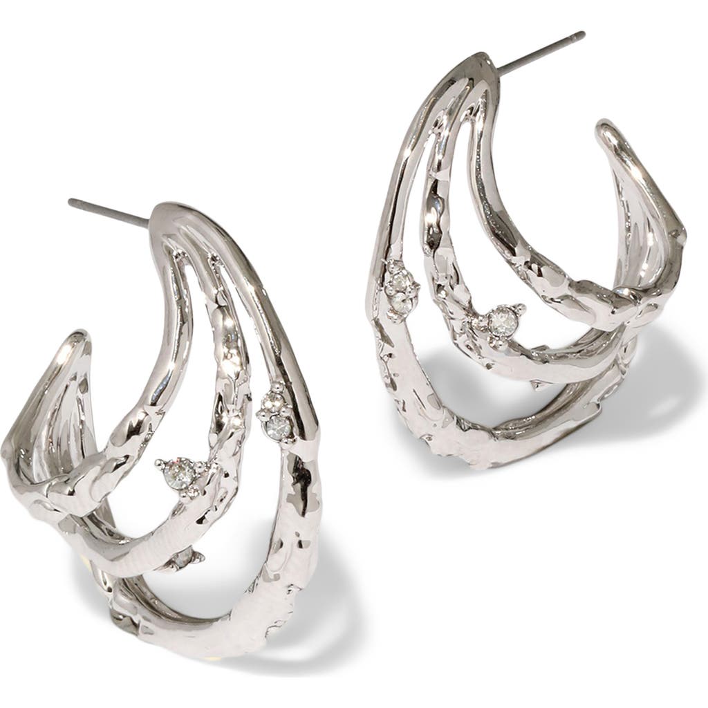 Alexis Bittar Brut Thorn Orbital Hoop Earrings in Silver Crystals