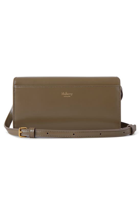 Shop Mulberry Pimlico Super Leather Wallet On A Strap In Linen Green