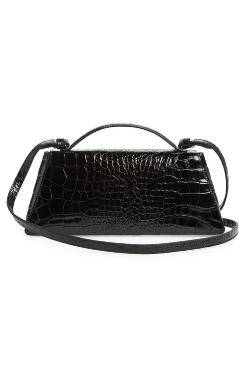 Reformation Gia Shoulder Bag In Black Croc-effect