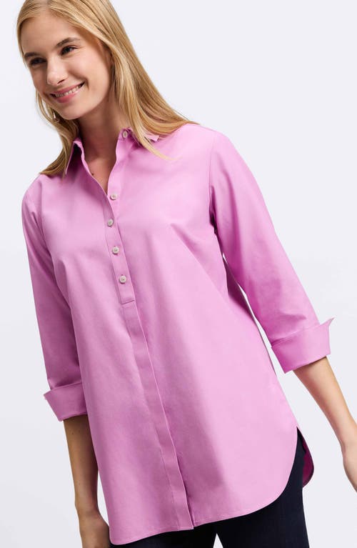 Foxcroft Madison Popover Cotton Oxford Shirt In Rose Quartz