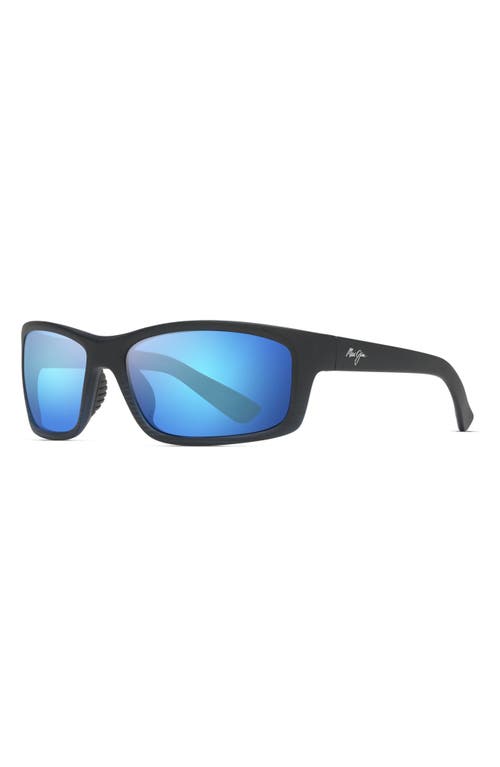 Maui Jim Kanaio Coast 61mm Polarizedplus2® Rectangular Sunglasses In Matte/blue/black Stripe