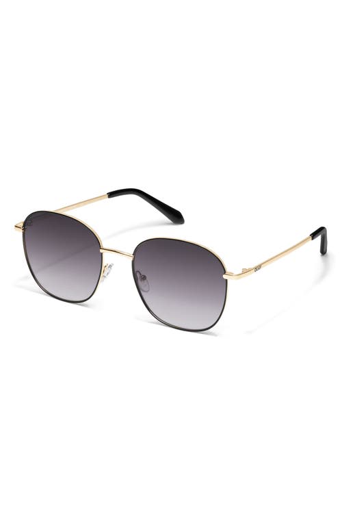 Shop Quay Jezabell 54mm Gradient Round Sunglasses In Black Gold/smoke Gradient