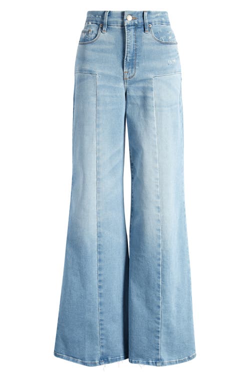 Good American Good Waist Distressed Palazzo Jeans In Indigo417