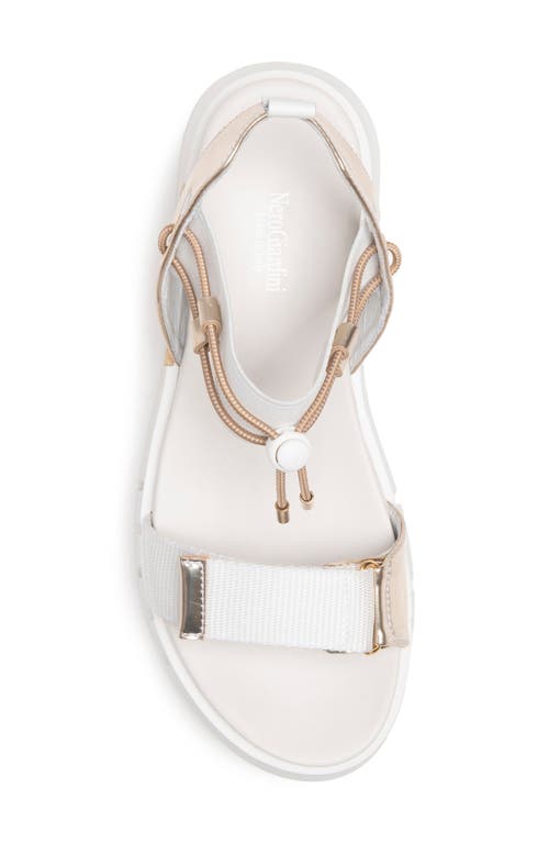 Shop Nerogiardini Sporty Platform Sandal In White/gold