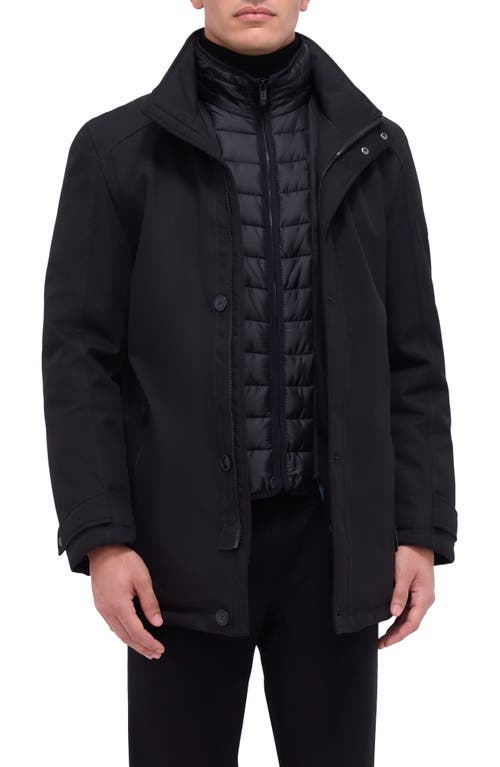 Shop Bugatchi Water Repellent Twill Jacket With Bib In Caviar