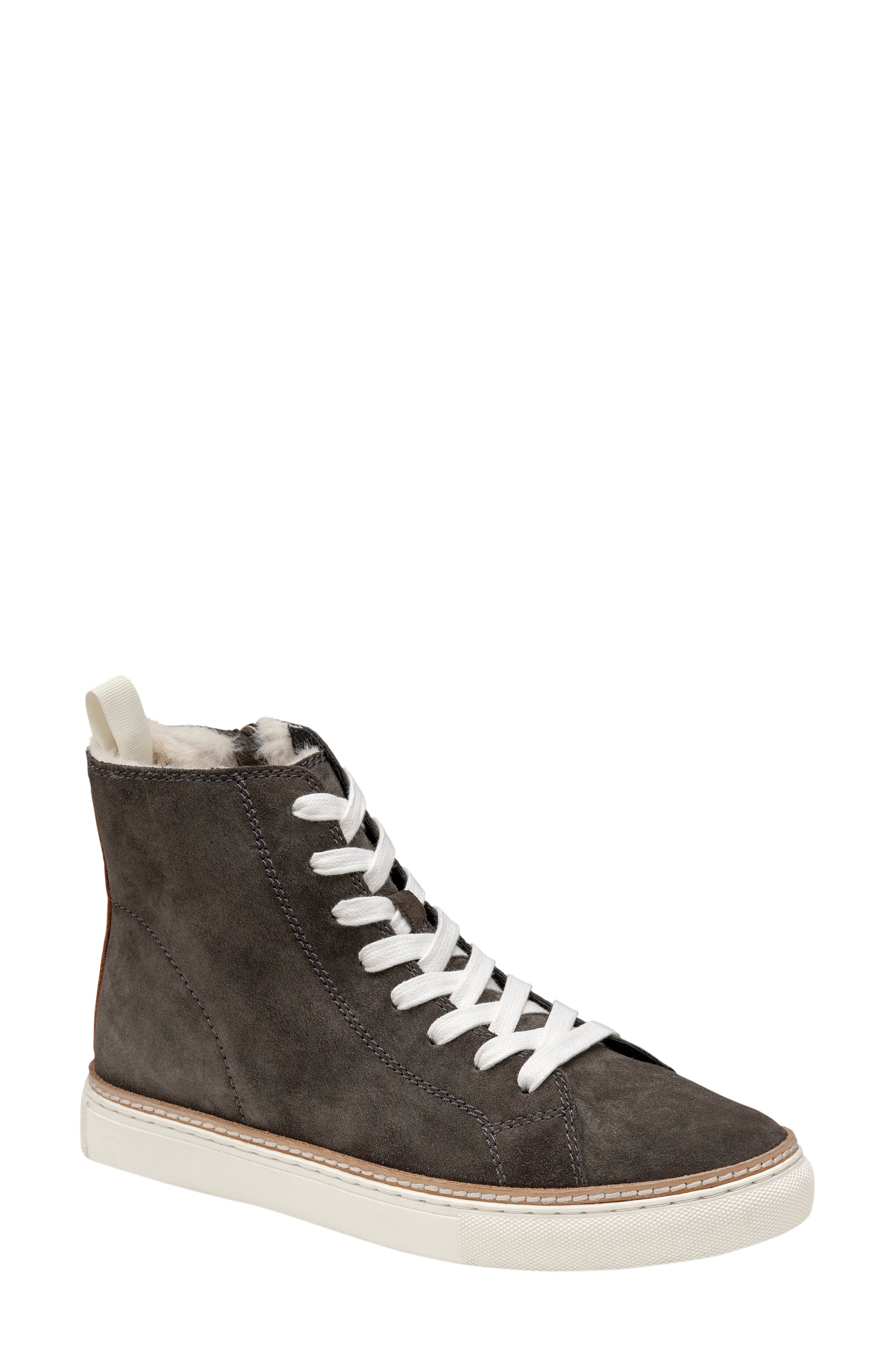 fur lined high top trainers