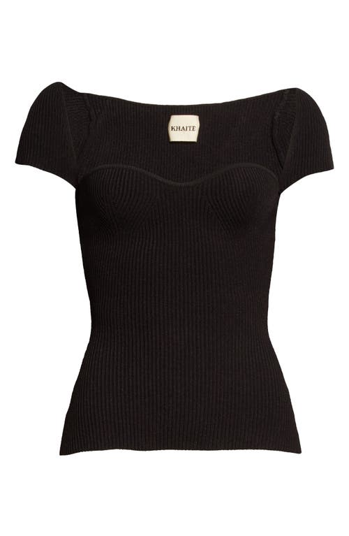 Shop Khaite Ista Ribbed Bustier Sweater In Black