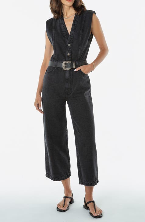Cropped jumpsuit with straps
