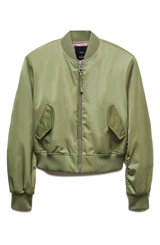 Shop Mango Oversize Bomber Jacket In Khaki