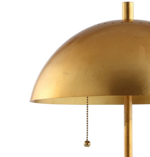 Jonathan Y Ella Dome Metal With Marble Base Led Table Lamp In Gold Leaf/white