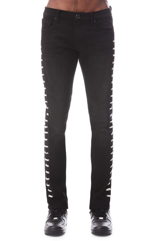 HVMAN Straight Lace Punk Stretch Super Skinny Jeans in Black Lace