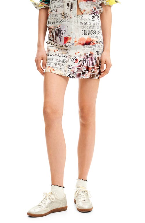 Desigual News Print Miniskirt White at Nordstrom,