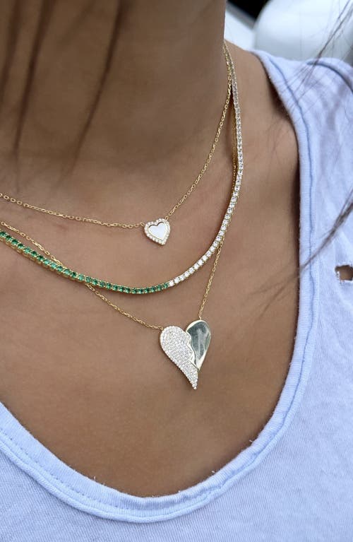 Shop Shymi Everyday Pavé & Enamel Heart Pendant Necklace In Gold/white