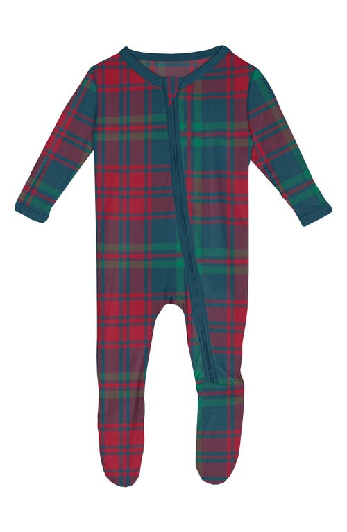 KicKee Pants Plaid Fitted One-Piece Pajamas in Peacock Plaid 