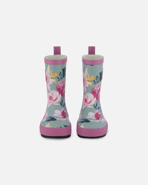 Deux Par Deux Girl's Rain Boots Printed Watercolor Roses