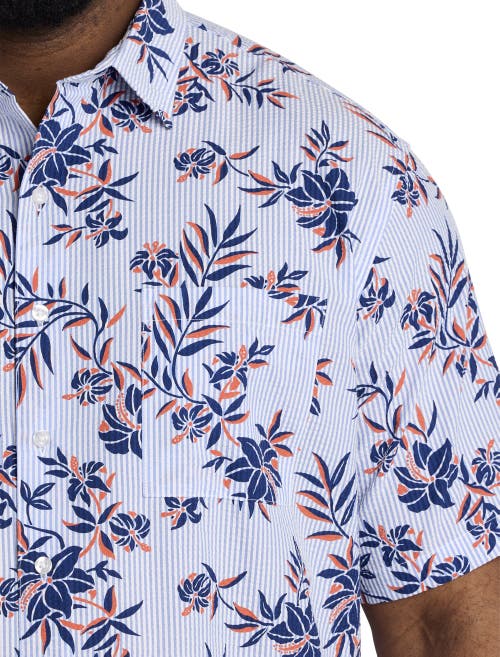 OAK HILL BY DXL OAK HILL BY DXL FLORAL PRINT SEERSUCKER SPORT SHIRT 