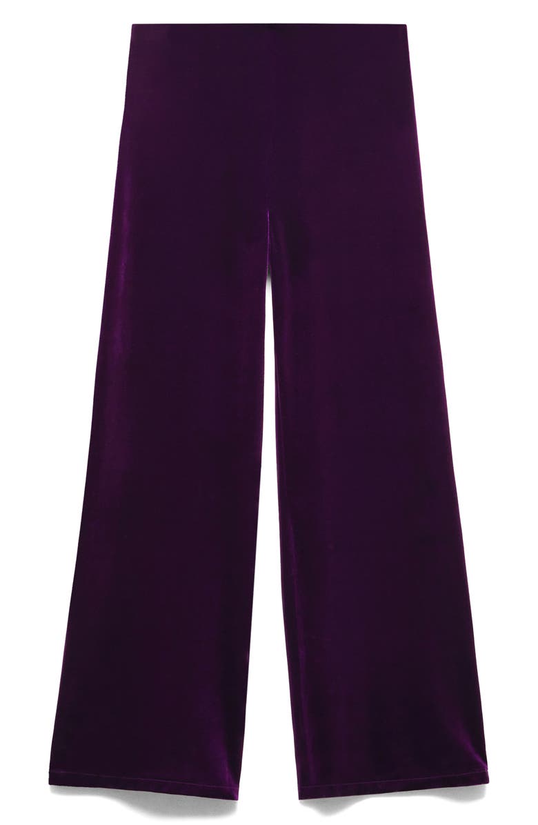 MANGO High Waist Velvet Flare Pants, Alternate, color, Purple