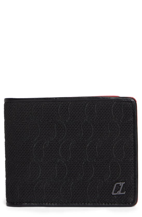 Shop Christian Louboutin Coolcard Monogram Jacquard Bifold Wallet In Black/ Dark Gun Metal