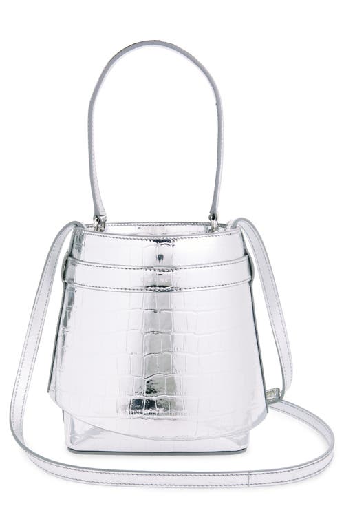 Givenchy Shark Lock Bucket Bag In Crocodile Effect Leather In Light Silvery