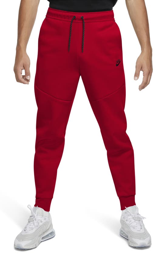 Nike Sportswear Slim Fit Tech Fleece Jogger Pants In University Red Black Modesens