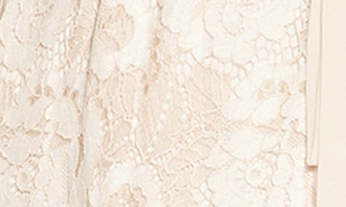 Shop City Chic Fly Away Long Sleeve Lace Faux Wrap Dress In Sand/ivory