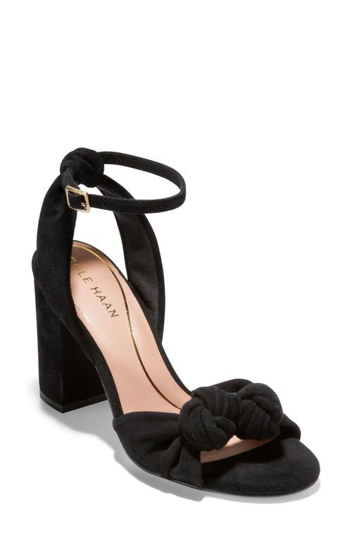 Cole Haan Kaycee Knotted Ankle Strap Sandal in Black Suede